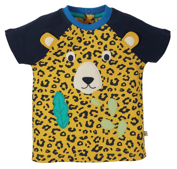 Frugi Happy Raglan T-Shirt, Leopard Spot
