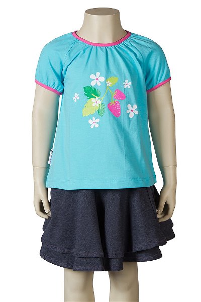 JNY colourful kids Puffy Shirt SS Strawberry Turquoise
