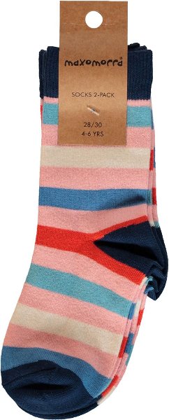 Maxomorra Socks 2-pack Stripe Blossom